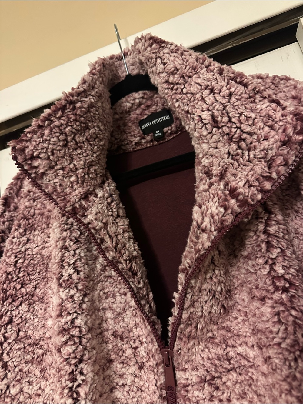 Zenana Women’s Plush Teddy Zip-Up Jacket in Dusty Mauve - Picture 4 of 4